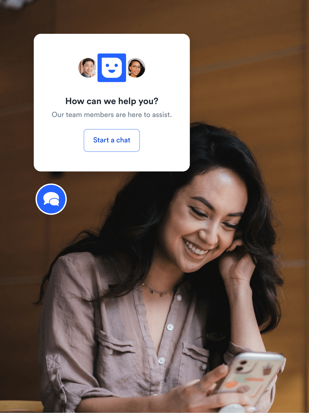 Woman on phone using an ai chat bot